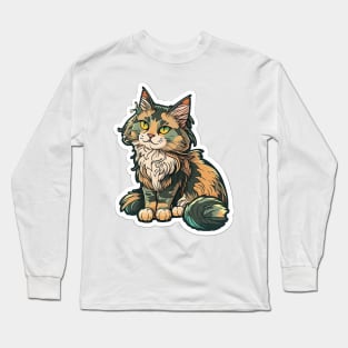Majestic Maine Coon Cat Sticker Long Sleeve T-Shirt